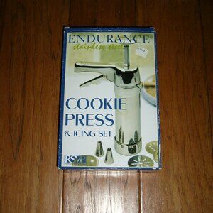 Stainless Steel Cookie Press & Icing Set In Box, Vintage